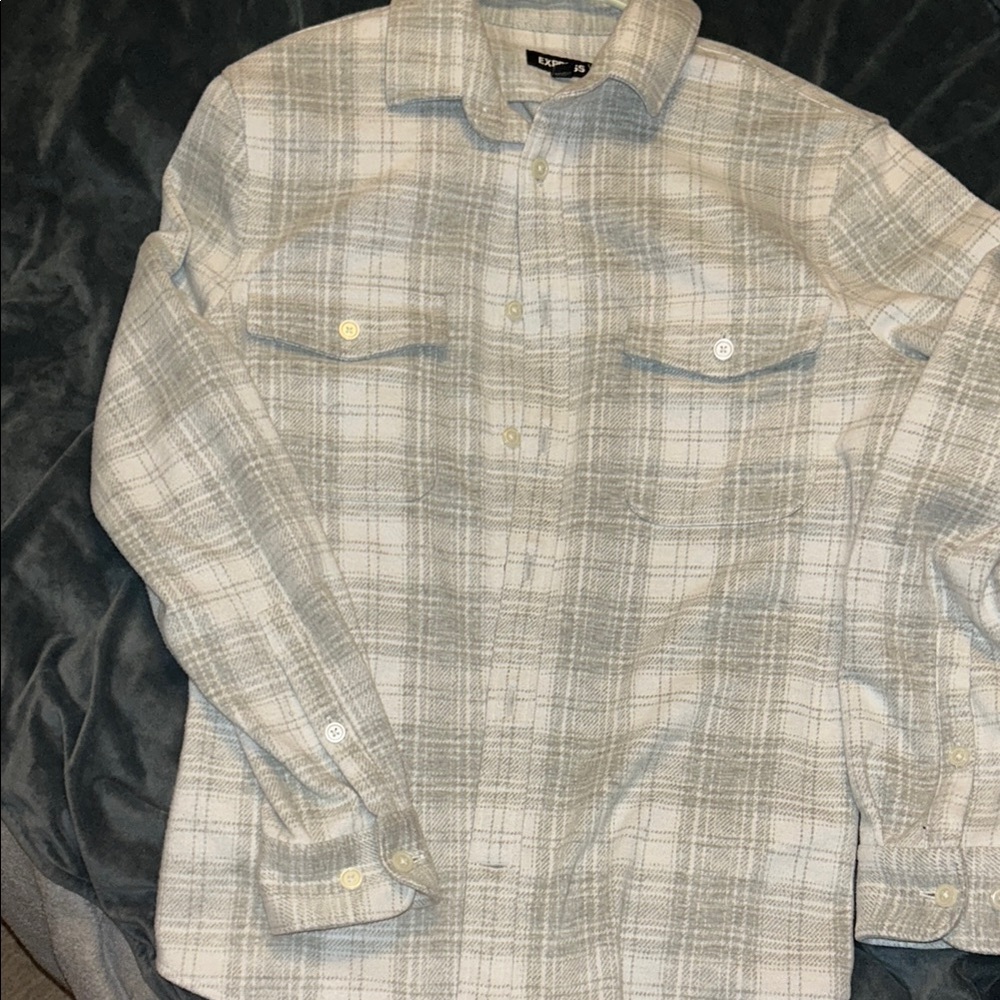 Express Gray Plaid Shirt